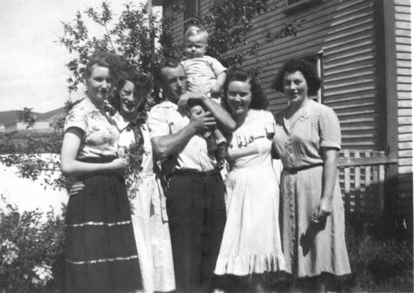 441: l-r Irene McCarthy, (visitor), Leonard Reddy, baby Lennie Ryan, Cede McCarthy, and Mary Dunphy. (circa 1948)  - Irene and Cede daughters of James McCarthy &amp;amp; Julia Reddy; Leonard son of James  Reddy &amp;amp; Mary Anne Murphy; Mary daughter of Thomas Dunphy &amp;amp; Anastasia Carroll;  Lennie son of Francis Ryan &amp;amp; Elizabeth Barry